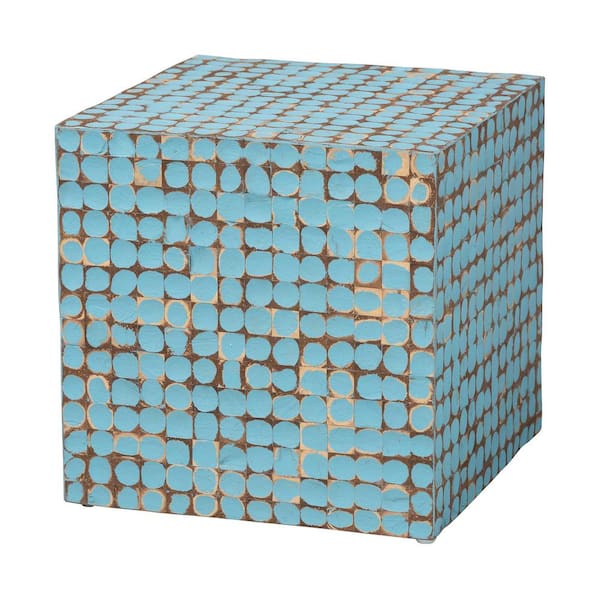 bali & pari Janella 16.5 in. Sky Blue Square Coconut Shell End Table