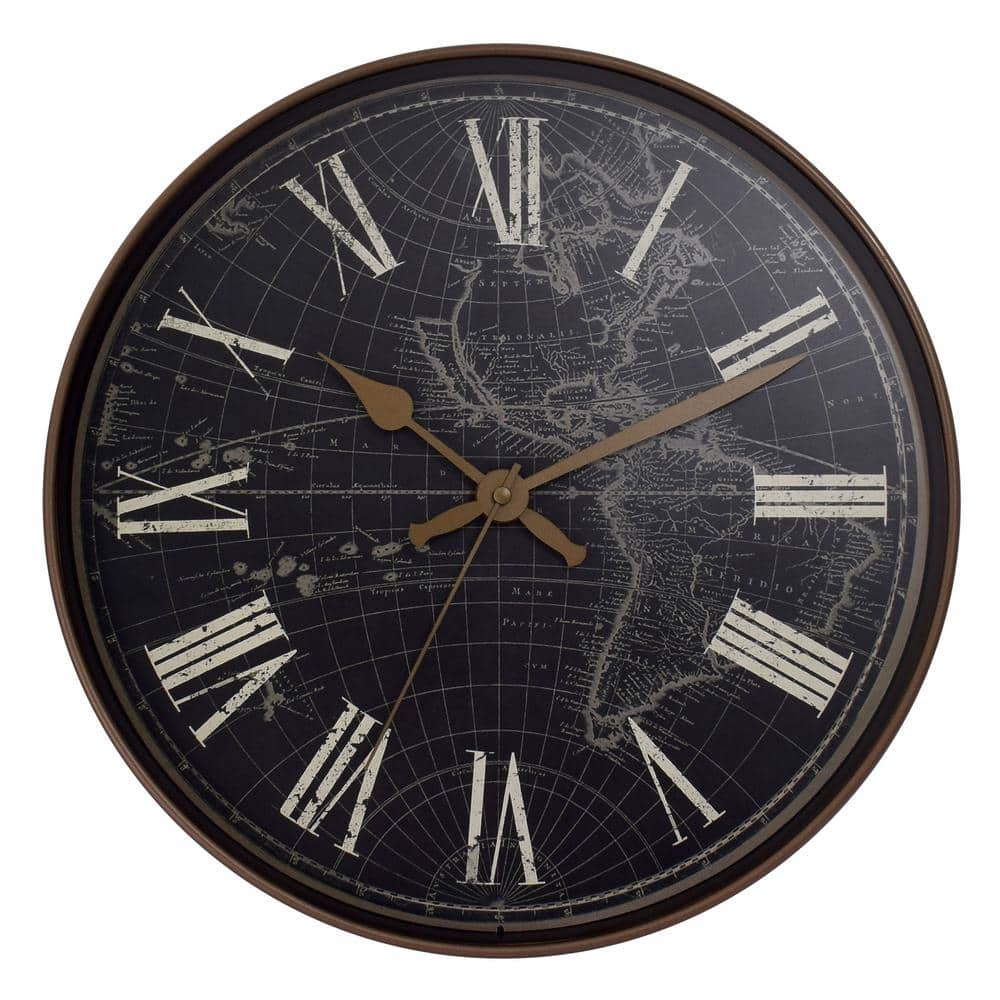 WESTCLOX 32897BLM 12" Black Map Wall Clock TravelInspired