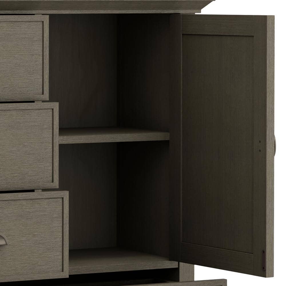 Farmhouse Grey Solid Wood Freestanding Office Storage Cabinet