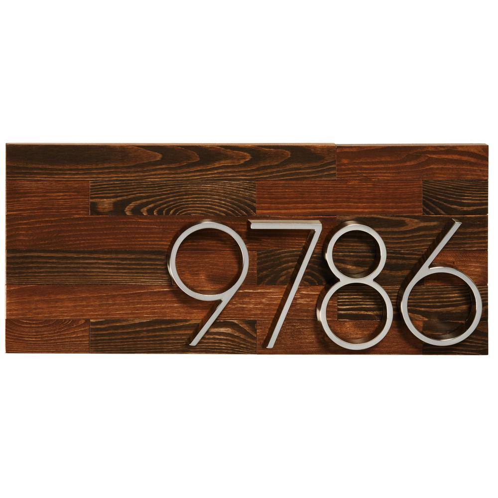 Large Rectangular Rustic Brown Wood Address Plaque