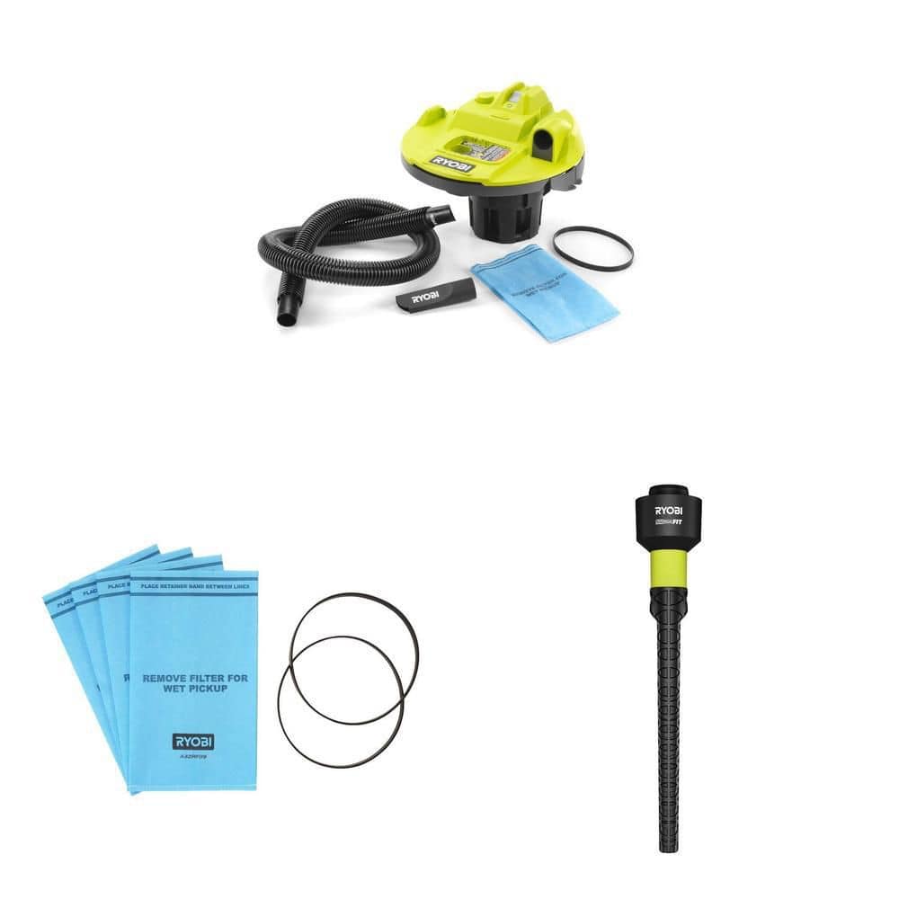 RYOBI ONE+ 18V Cordless 5 Gal. Wet/Dry Vacuum with 1/4 in. Hose, Filter ...