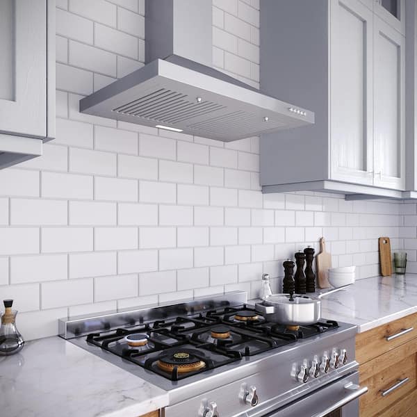 30 in. Pontiere Ductless Wall Mount Range Hood in Brushed Stainless Steel,Baffle Filters, Push Button Control, LED Light