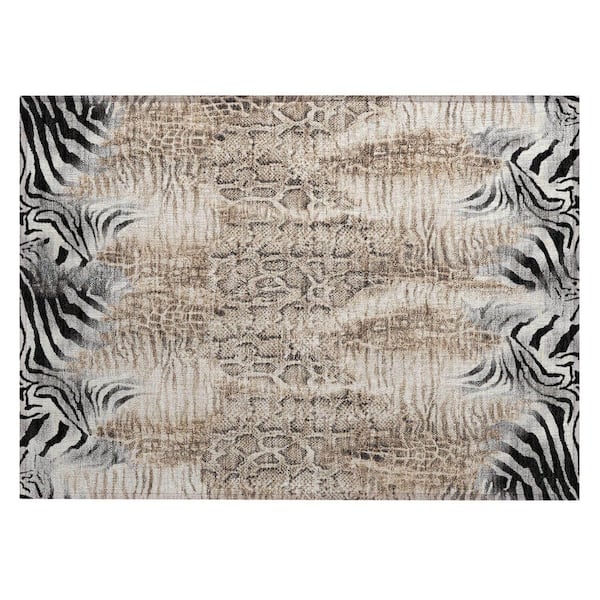 Chantille Machine Washable Indoor/Outdoor Abstract ACN2276 Ivory 1 ft. 8 in. x 2 ft. 6 in. Accent Rug