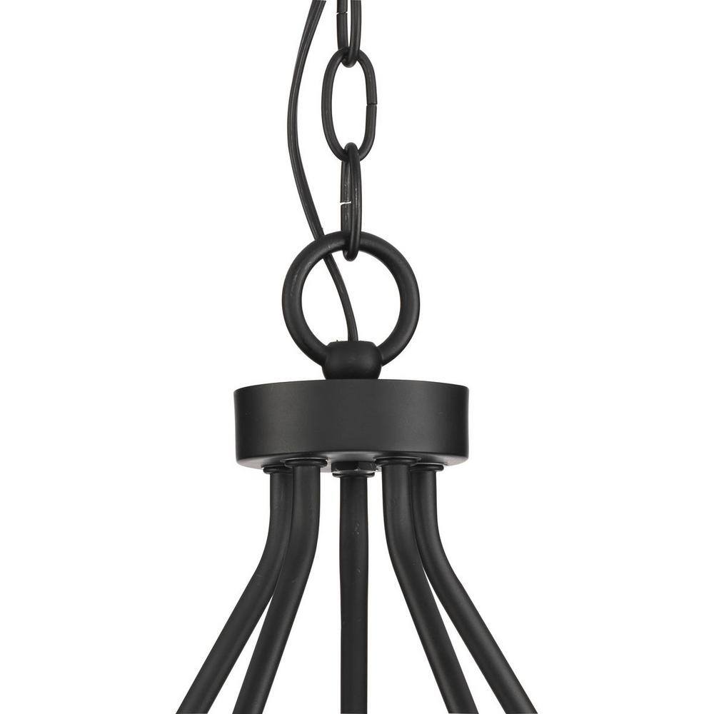 Matte Black Modern Candle 5-Light Chandelier