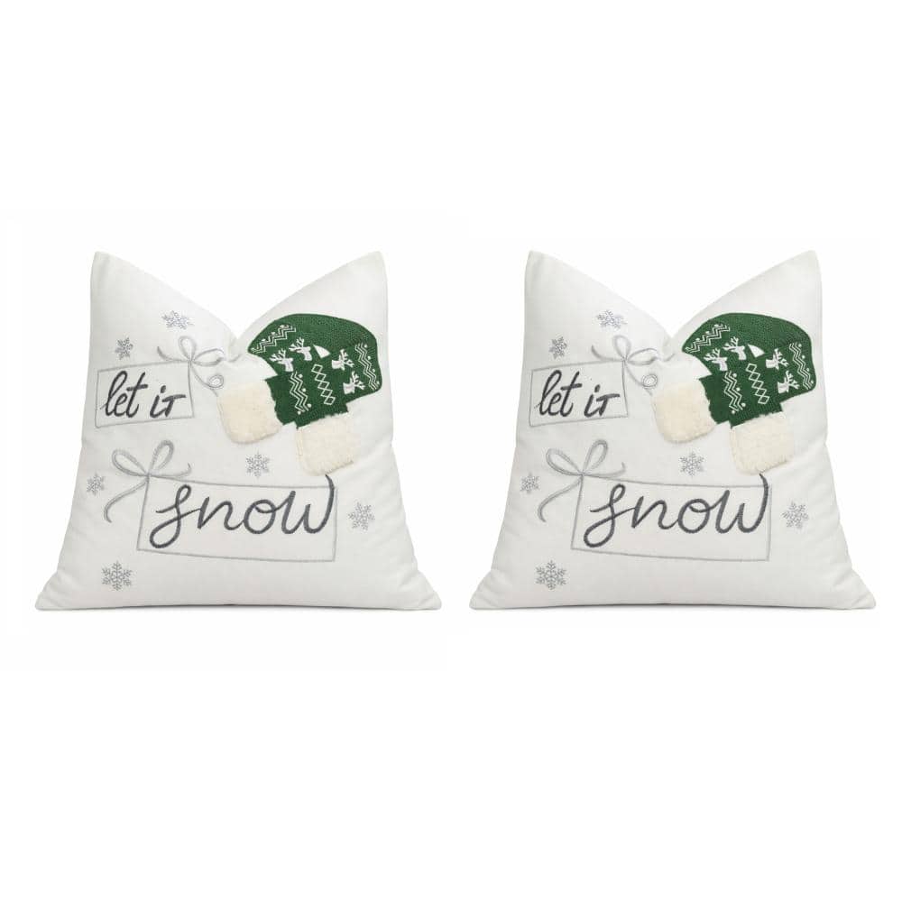 "Let-It-Snow Green Embroidered Mitten Graphic Polyester 20""x20"" Decorative Throw Pillow (Set of 2)" price history on PriceWatchPro