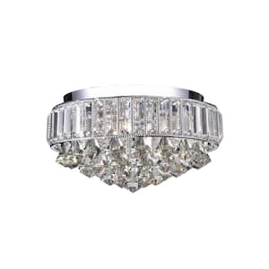 Simi 14 in. 4-Light Chrome Flush Mount with No Bulbs Included