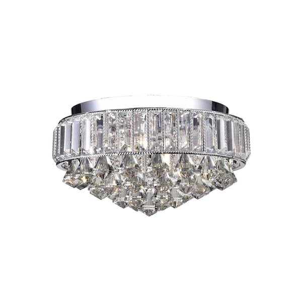 GREENVILLE SIGNATURE Simi 14 in. 4-Light Chrome Flush Mount with No Bulbs Included