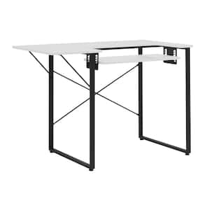 Dart MDF Sewing Machine Table with Adjustable Dropdown Platform and Folding Side Shelf in Charcoal Black / White