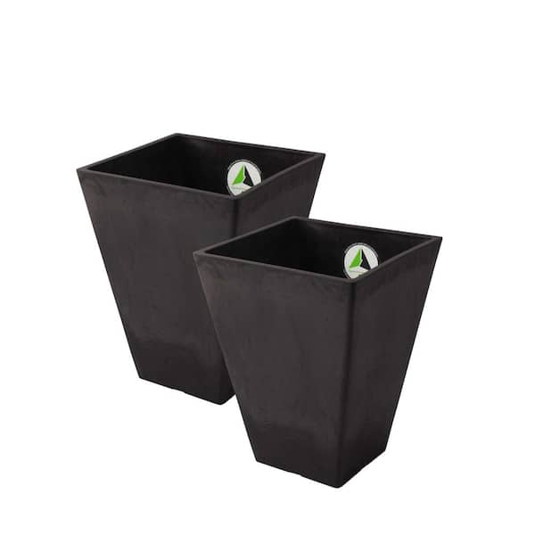 Unbranded Valencia 11.5 x 14 in. H Black Plastic Square Planters (2-Pack)