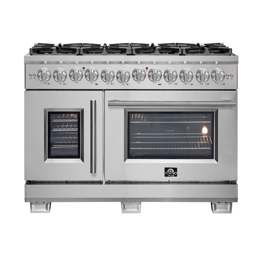 Forno Capriasca 48 in Freestanding French Door Dual Fuel Range with 8
