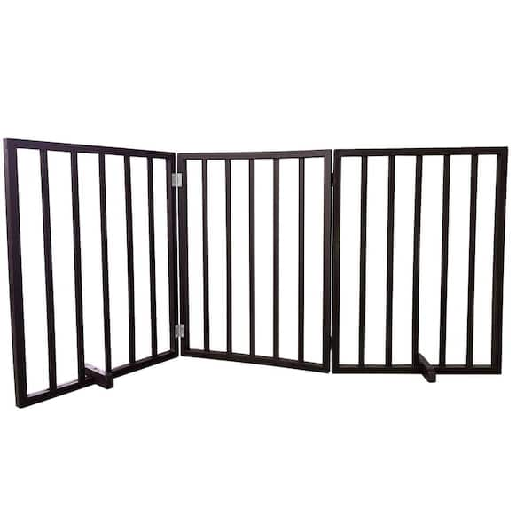 AmeriHome 54 in. Freestanding 3 Panel Folding Wood Pet Gate