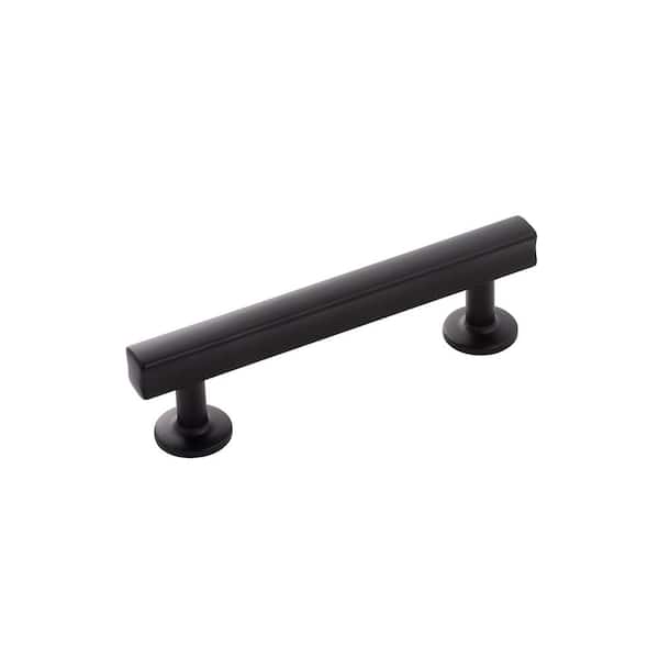 HICKORY HARDWARE Woodward Collection Pull 3-3/4 in. (96 mm) Center to Center Matte Black Finish Bar Pull Modern Zinc (1-Pack)