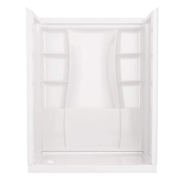 Delta Classic 500 30 in. L x 60 in. W x 72 in. H Alcove Shower Kit with Shower Wall and Shower Pan in High Gloss White