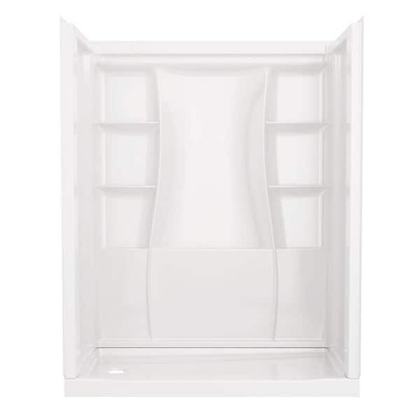 Classic 500 30 in. L x 60 in. W x 72 in. H 4-Piece Alcove Shower Kit with Shower Wall and Shower Pan in High Gloss White