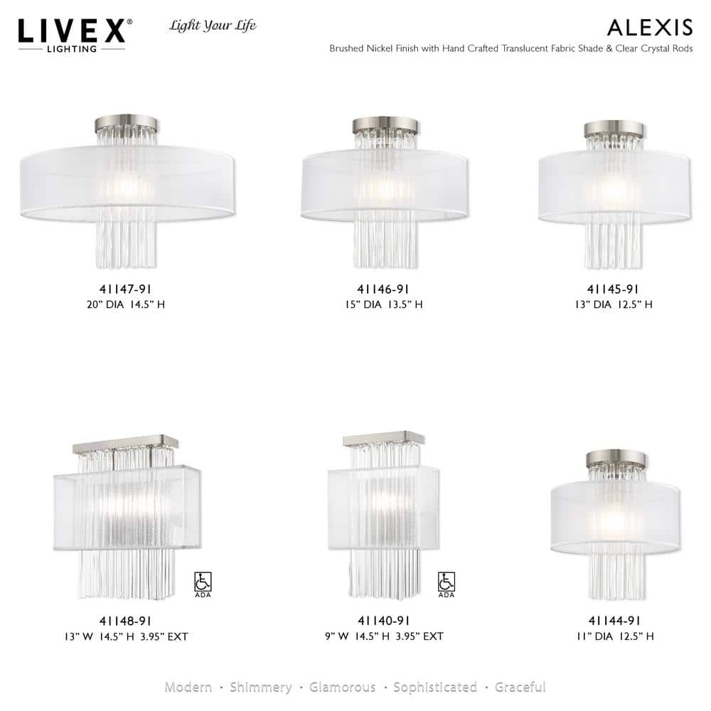 Brushed Nickel Dimmable Sconce with Crystal Rods