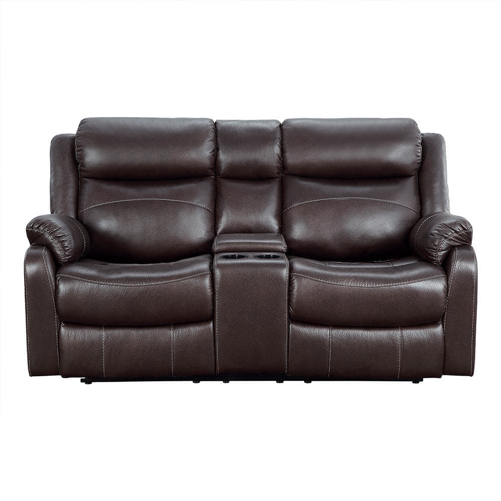 Goby 71 in. W Dark Brown Microfiber Double Lay Flat Manual Reclining Lovese