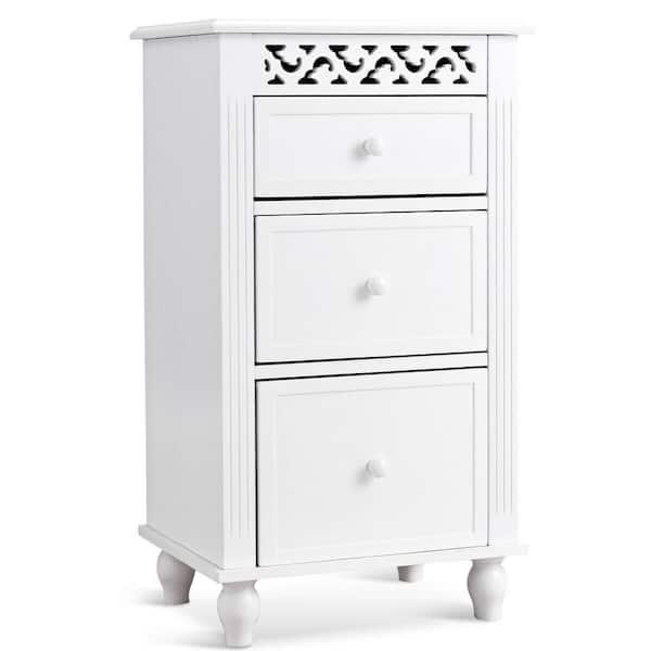 Gymax White Bathroom Floor Cabinet Chest Storage Organizer Shelf Wood Kitchen Collection