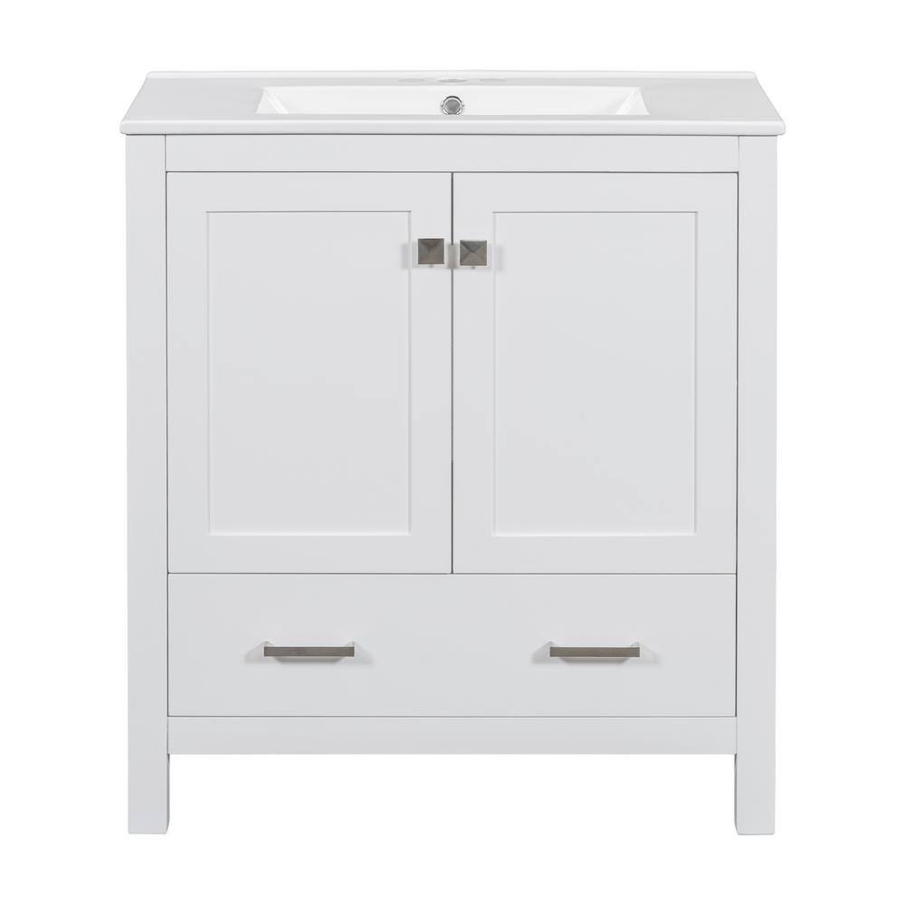 30 in. W x 18 in. D x 34 in. H Single Sink Freestanding Bath Vanity in Whit