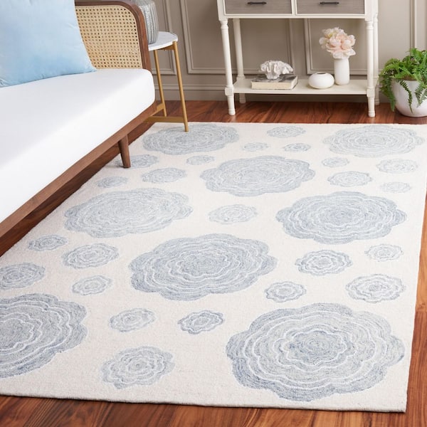 Jardin 5 ft. x 8 ft. Ivory/Gray Floral Symmetry Area Rug