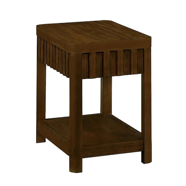 Unbranded Walnut Rectangular Wood Outdoor Coffee Table, Indoor Sofa Side Table with Solid Wood Legs for Bedroom Office