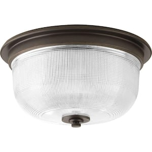 Archie Collection 2-Light Venetian Bronze Flushmount with Clear Prismatic Glass