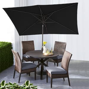 6.5 ft. x 10 ft. Outdoor Market Umbrella with Tilt and Crank Rectangular PatioTable Umbrella,Black
