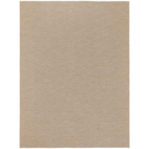 Nourison Practical Solutions Natural 10 ft. x 14 ft. Diamond Contemporary Area Rug