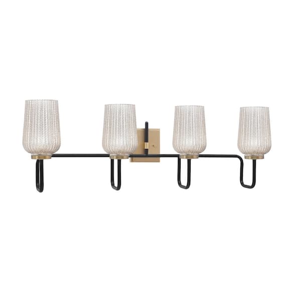 Elonia 16.5 in. 4 Light Matte Black and Brass Vanity Light