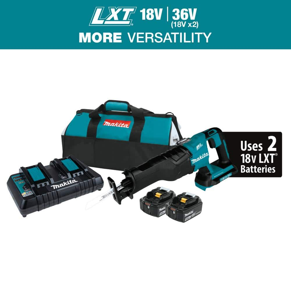 18V X2 LXT Lithium-Ion (36V) Brushless Cordless Reciprocating Saw Kit (5.0Ah) with 2 Batteries 5.0Ah and Charger -  Makita, XRJ06PT