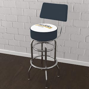Modelo Especial 31 in. White Low Back Metal Bar Stool with Vinyl Seat
