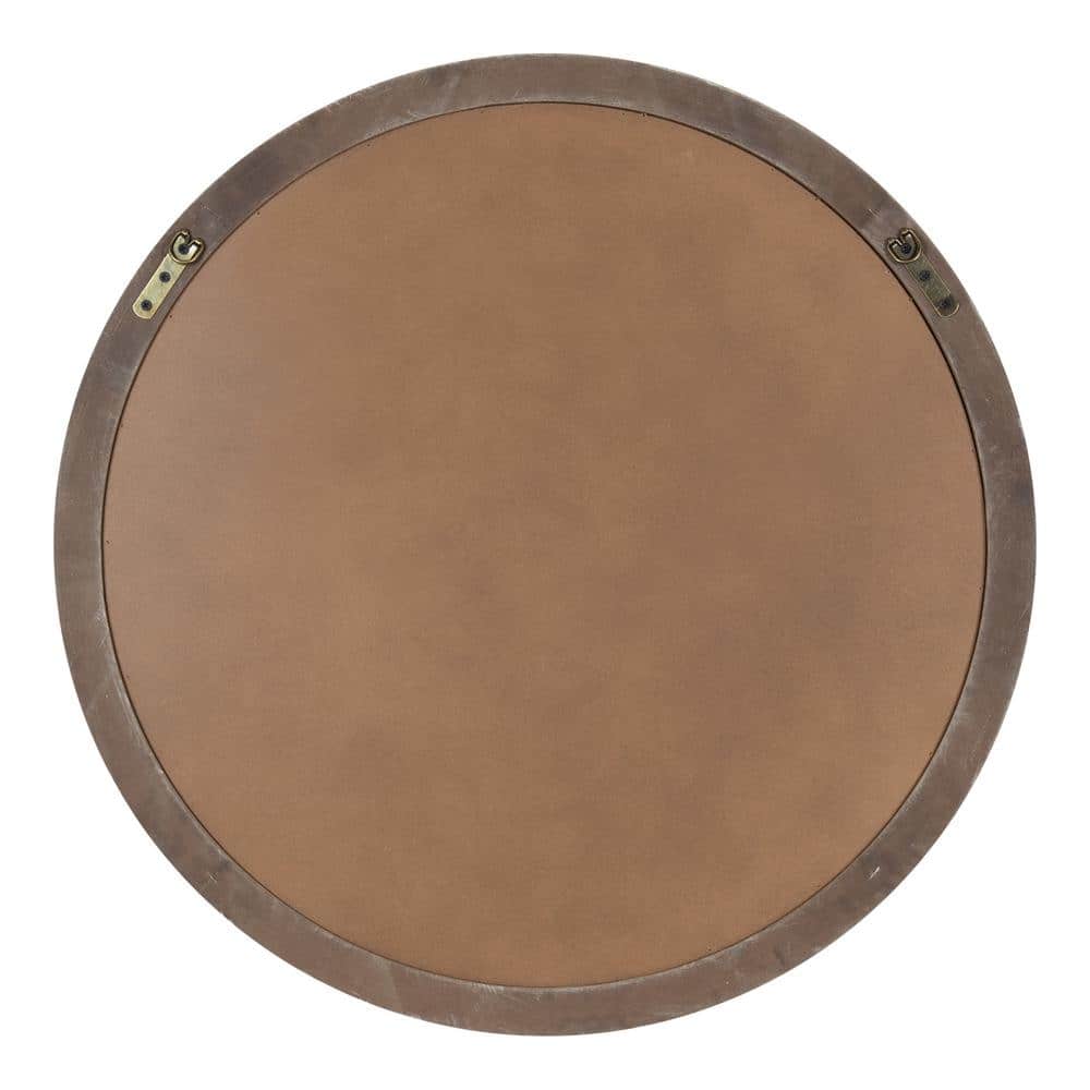 Rustic Brown 28" Round Wood Framed Wall Mirror