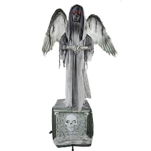 5.5 ft. Lifesize Animatronic Haunted Angel Statue Halloween Prop