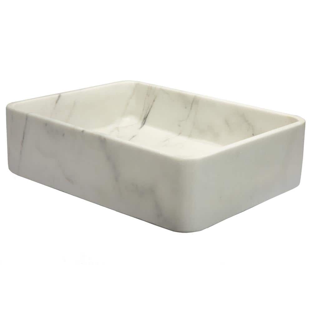 Guanxi White Marble Rectangular Vessel Bathroom Sink