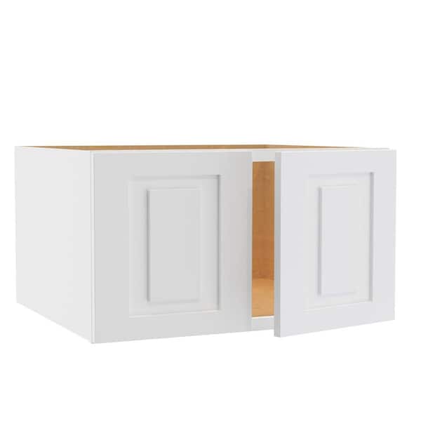 Home Decorators Collection Grayson 27 in. W x 24 in. D x 15 in. H Assembled Plywood Wall Bridge Kitchen Cabinet in Pacific White with Soft Close