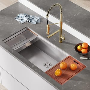 Rivage Stainless Steel 45 in. Single Bowl Undermount Workstation Kitchen Sink