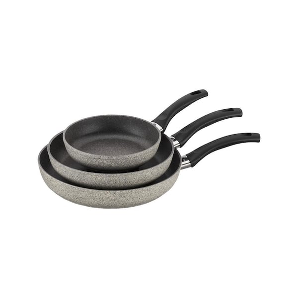 Ballarini Parma 3-Piece Gray Aluminum Gas, Electic Compatibility Nonstick Frying Pans Set with Cool touch Handles