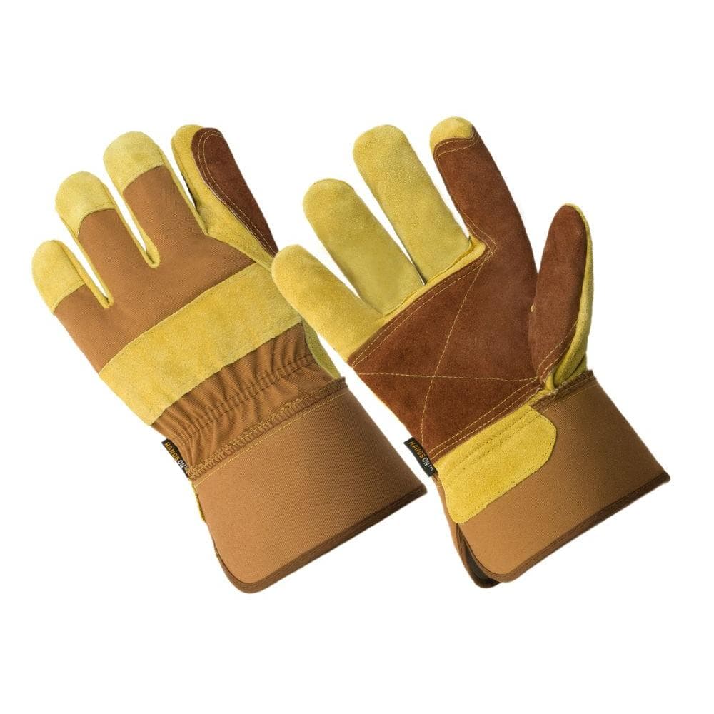 12 Pairs Split Leather Finger Reinforced  Palm Strong Working Gloves  L or XL 