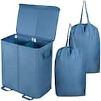 23 in. W x 13.2 in. D x 25.2 in. H Polyester Laundry Hamper with 2 Removable Liner Bags Blue