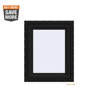 30 in. x 36 in. V-4500 Series Black FiniShield Vinyl Left-Handed Casement Window with Fiberglass Mesh Screen