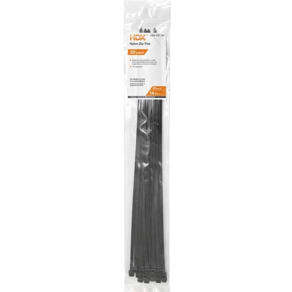 14 in. UV Resist Zip Ties, Black (20-Pack)