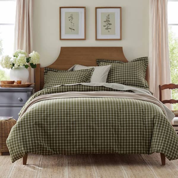 Company Cotton Windowpane Yard-Dyed Cotton Percale Sheet Set