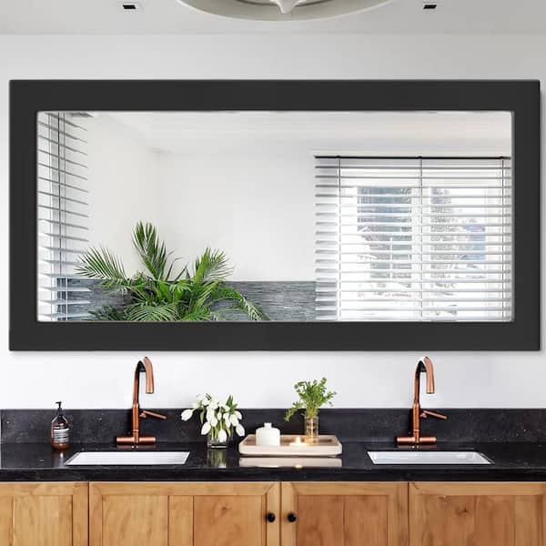 32 in. W x 71 in. H Modern Simple Rectangular Black Wood Frame Bathroom Vanity Mirror Wall Mirror/Floor Mirror