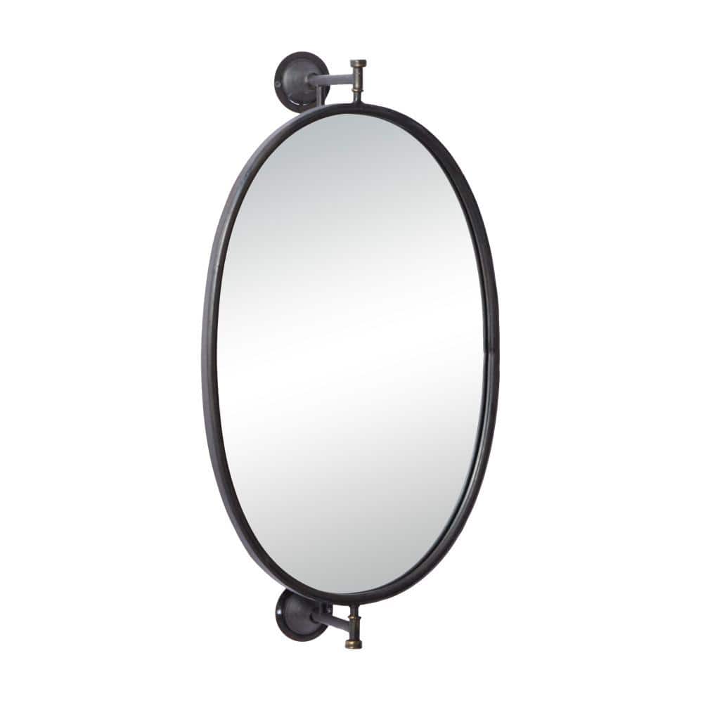 Bronze Oval Full Length Wood Wall Mirror, 15" x 28.6"