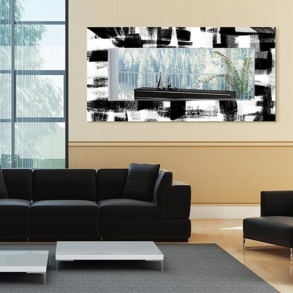72 in. x 36 in. Jam Session II Rectangle Framed Printed Tempered Art Glass Beveled Accent Mirror