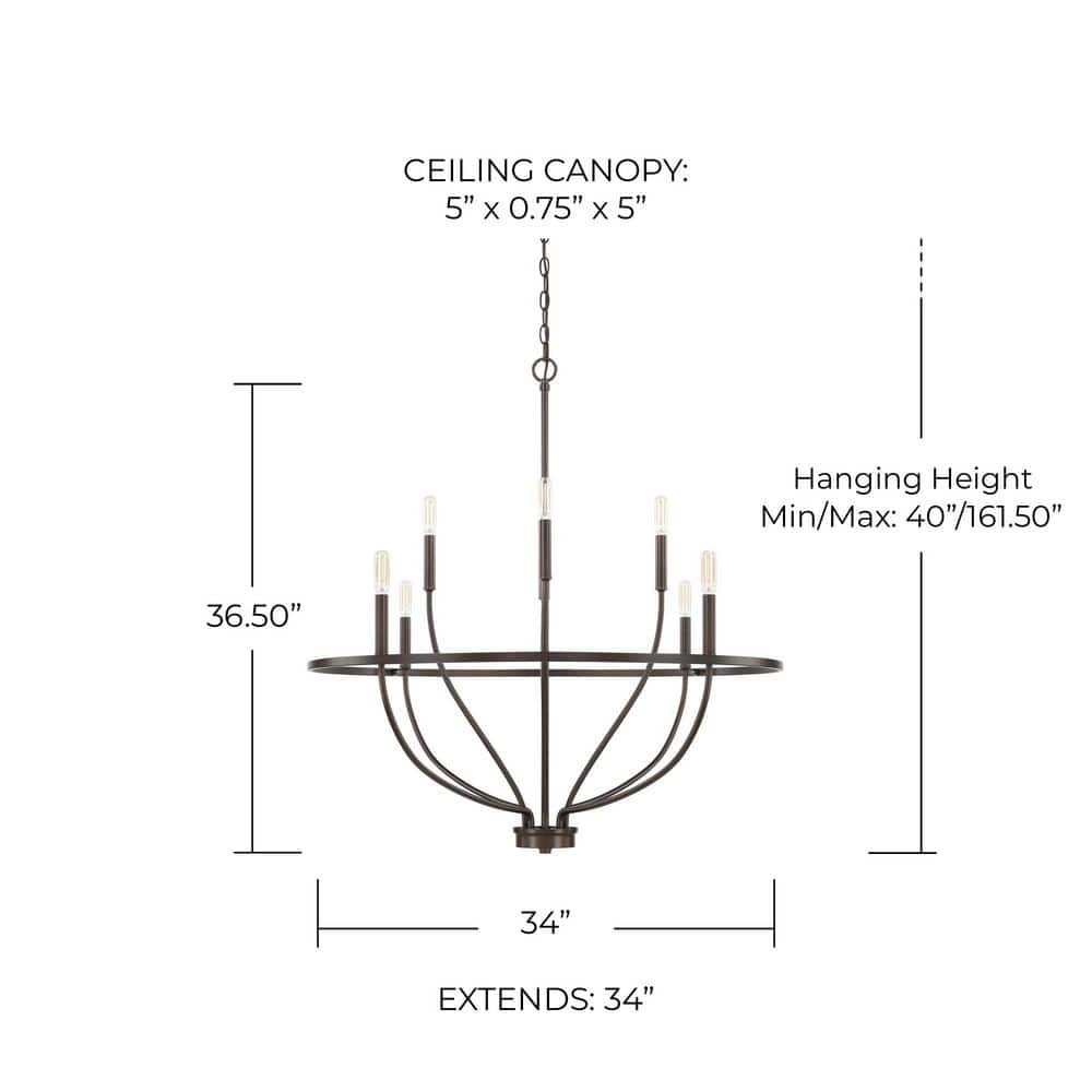 Greyson 8-Light 34 in. W x 36.5 in. H Bronze Chandelier