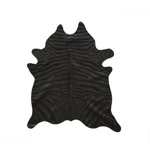 Togo Zebra Black on Black 6 ft. x 7 ft. Cowhide Area Rug