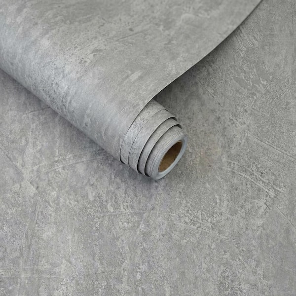 Gray Concrete Cement Wallpaper Peel and Stick Waterproof Self Adhesiave Contact Paper Vinyl Wrap (Covers 30.78 sq. ft.)
