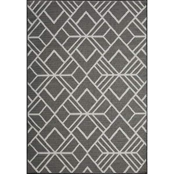LOOMAKNOTI Breyleigh Charske Gray 4 ft. x 6 ft. Geometric Polypropylene Indoor/Outdoor Area Rug