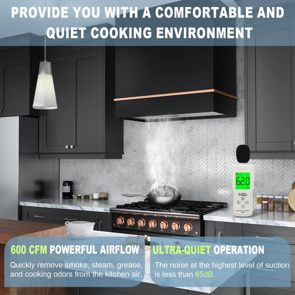 Akicon 30" Black Stainless Steel Wall Mount Range Hood