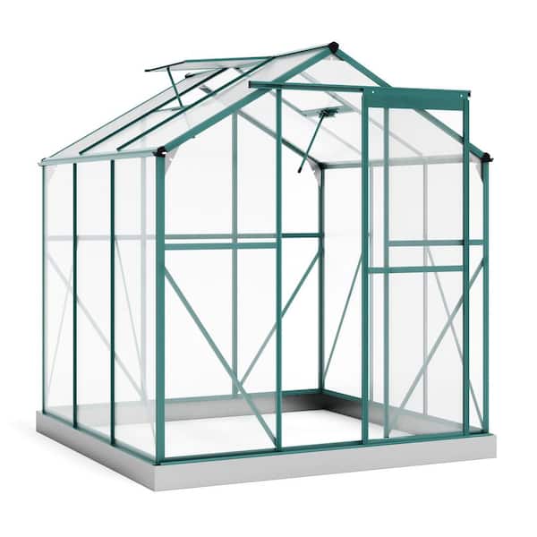 maocao hoom 6.2 ft.W x 6.3 ft.D. Outdoor Patio Greenhouse with 2 Windows and Base